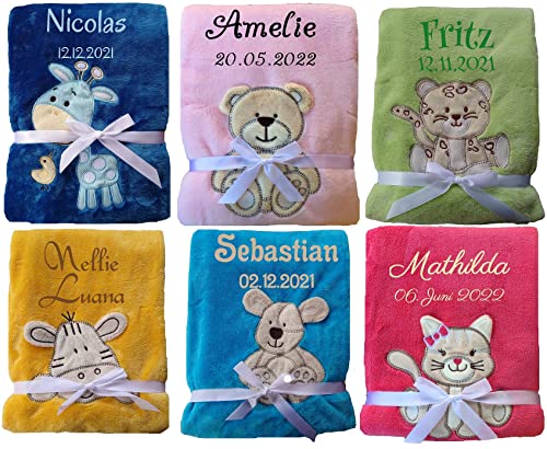 Kuschlige Babydecke SUPER FLAUSCHIG bestickt mit...