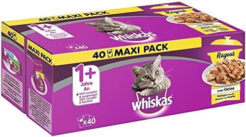 Whiskas 1+ Katzennassfutter Ragout – Geflügel...