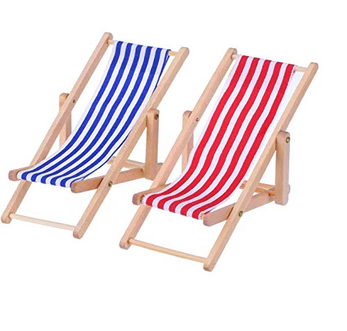 Miniatur Strand Stuhl, 2 Stück Hölzerner Mini...