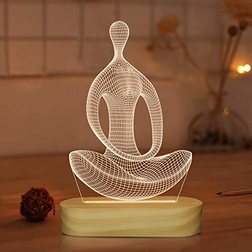 Yoga Lampe LED 3D Kunst Nachtlicht für Mädchen...