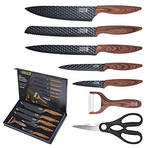 LEBENLANG Küchen Zubehör Messerset 7 teilig mit...
