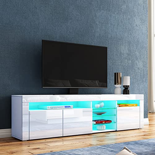 LED TV Schrank Modernes Hochglanz TV Board mit 3...