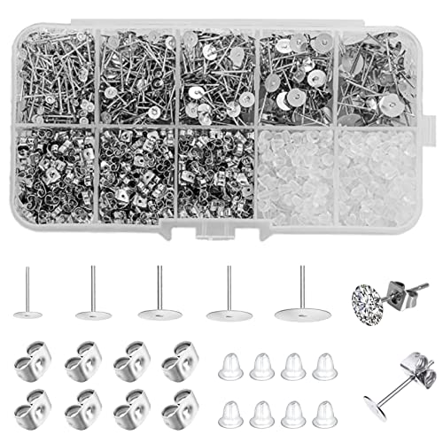 QQWW Edelstahl Ohrringe Stecker Flach Pad,...