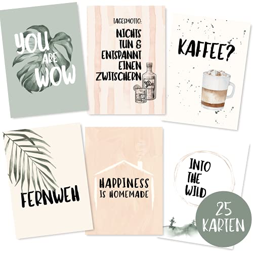 25er Postkarten Set mit schönen Sprüchen -...