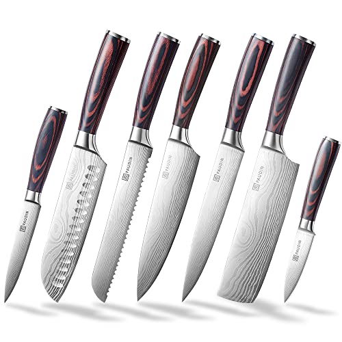 PAUDIN Messerset 7-teilig, Küchenmesserset aus...