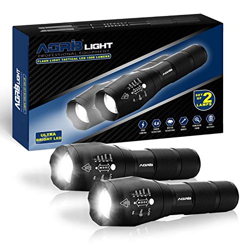 AGRIB LED Taschenlampe Extrem Hell 1000 Lumen (2...