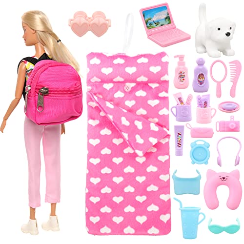 Miunana 24 Puppen Zubehör 1 Schlafsack 1 Rucksack...