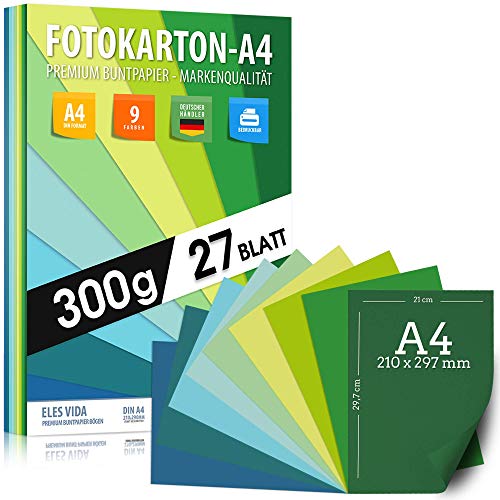 27 Blatt FOTOKARTON - Papier DIN A4 - 300g /m²...