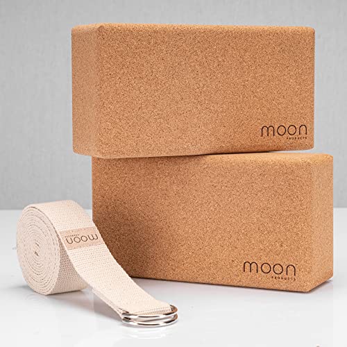 Moon Products Yoga Block 2er Set mit Yoga Gurt,...