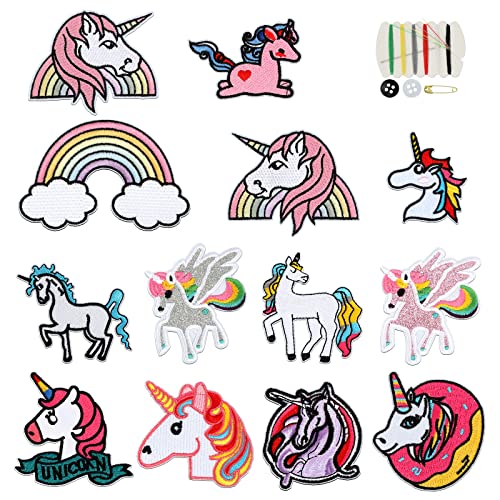 yumcute 13 Stück Bügelflicken Kinder Einhorn...