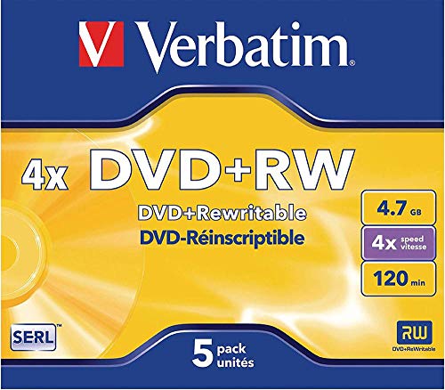 Verbatim DVD+RW 4x Speed 4,7GB Jewel Case 5er Pack...