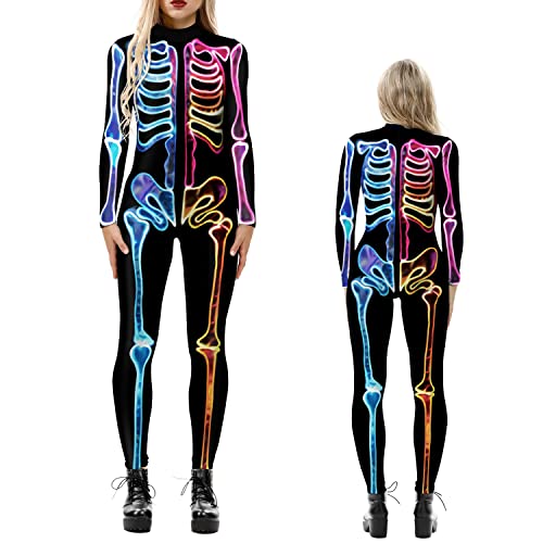 NEWUPZSI Halloween Kostüm Damen Skelett Overall...