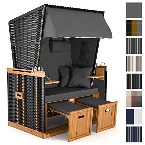 Sanzaro Strandkorb XL120 cm Deluxe Zweisitzer Holz...