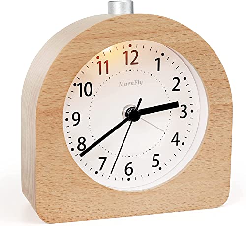 Wecker Analog ohne Ticken, Wecker Holz mit Snooze,...