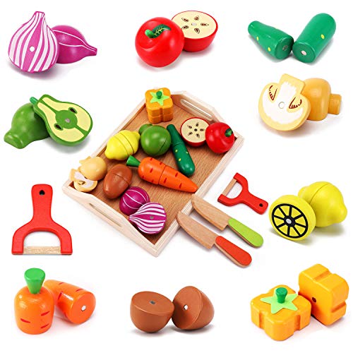 CARLORBO Holzspielzeug Essen für Kinder Küche -...