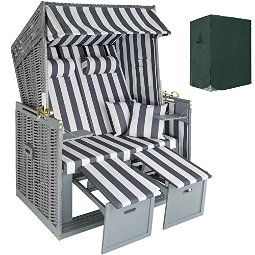 tectake 800805 Strandkorb Ostsee 2-Sitzer, 4-Fach...