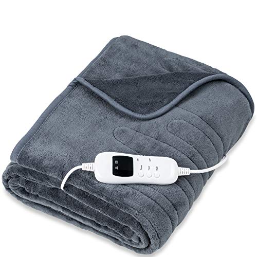 sinnlein® Heizdecke aus Plüsch 180x130cm Grau...