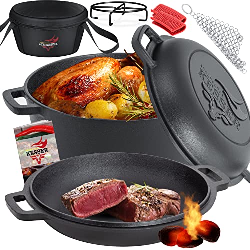 KESSER® Dutch Oven 2in1 Gusseisen Topf 4,8L und...