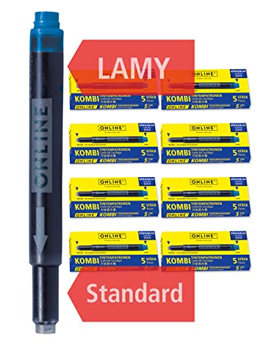 ONLINE 40x kompatible LAMY Patronen blau, auch...