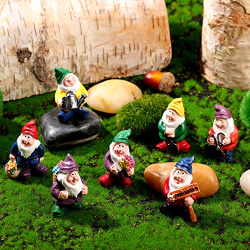 7 Stücke Gartenzwerge Zwerg Harz Statuen Miniatur...