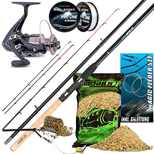 Angel-Berger Feeder Angelset Feederrute Rolle mit...