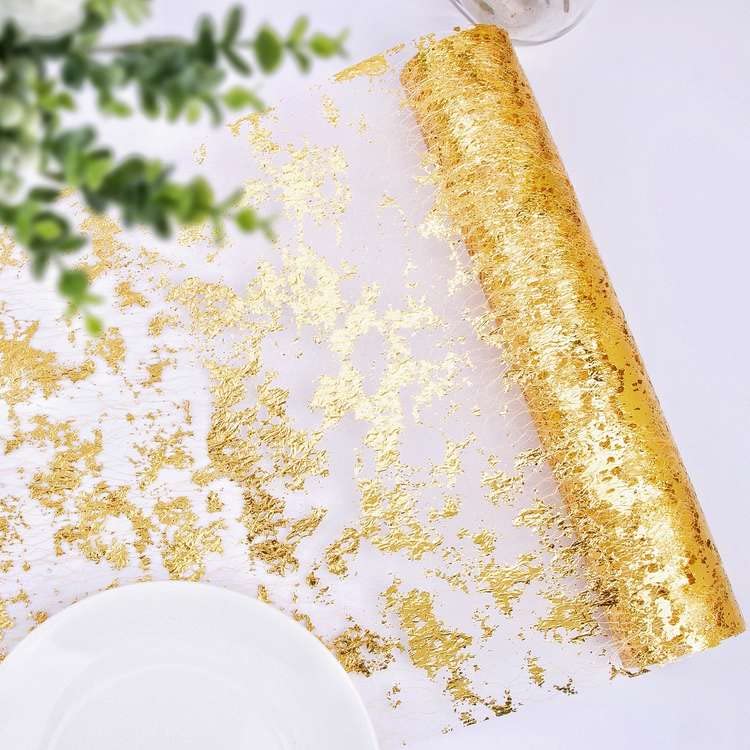 29cm x 9 Meter Tischläufer Glänzend Gold...
