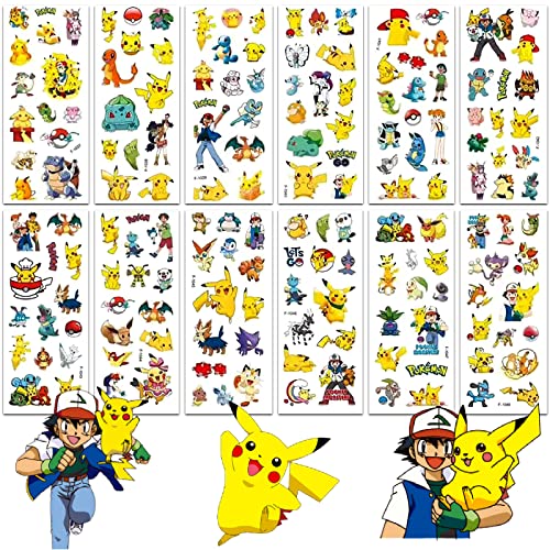 Deen Kinder Sticker,Pokemon Stickers 12 Blätter...